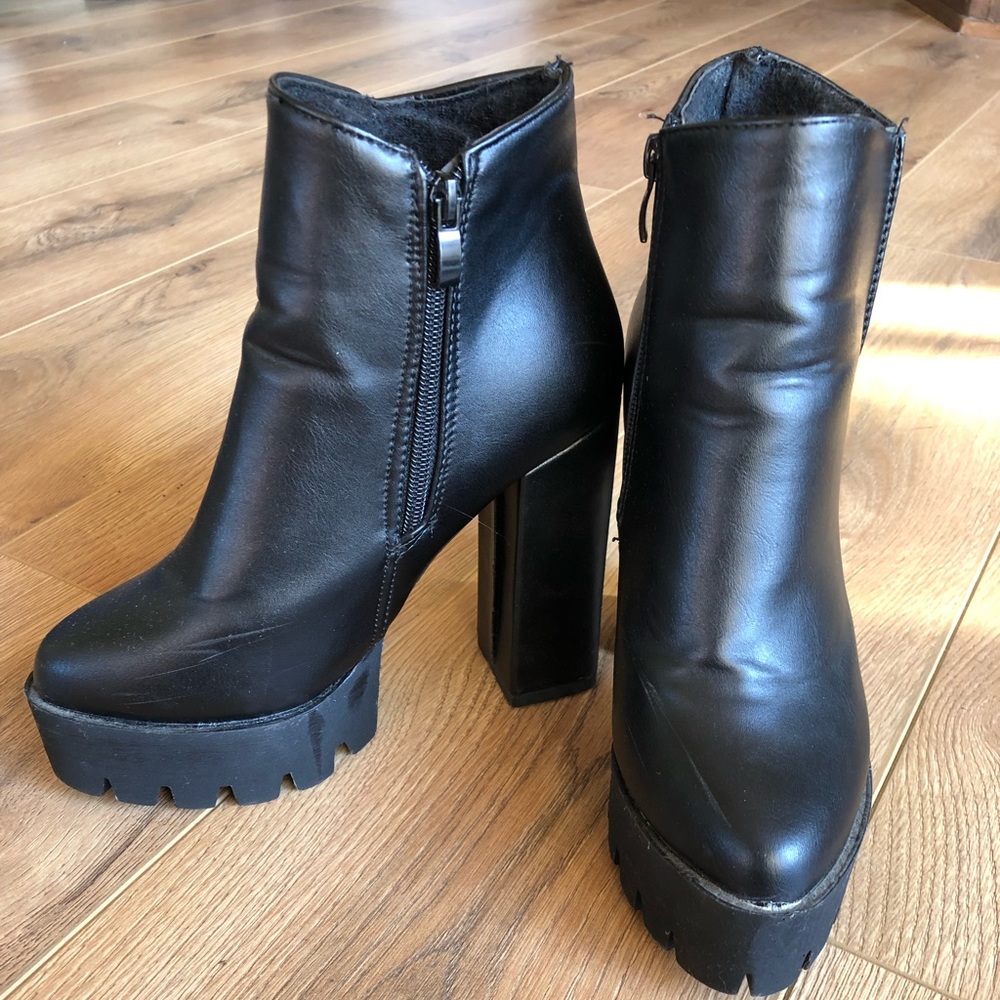 Black platform boots